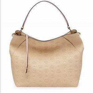 MCM Klara Medium Hobo Bag in Latte